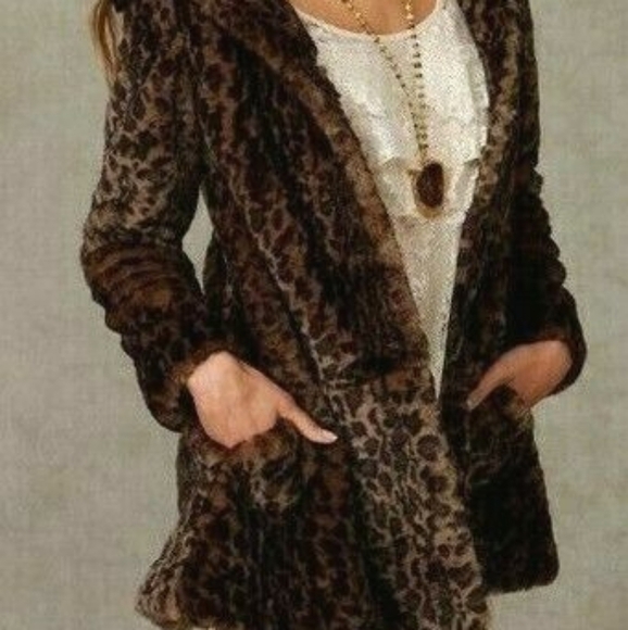 HP. Free People Leopard Print Peplum Coat - Picture 2 of 16